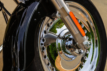 Fototapeta na wymiar Motorcycle Front Chrome Wheel