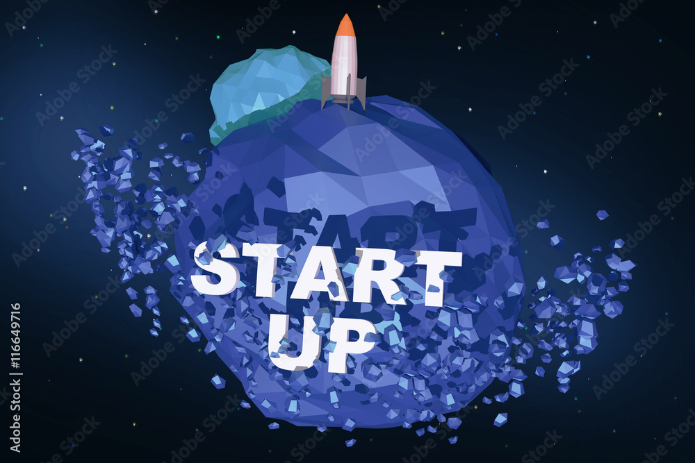 Poster rocket on polygonal planet