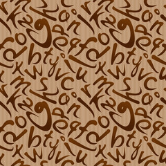 Seamless brown vintage texture made up of letters. Pattern with alphabet. Vector seamless pattern