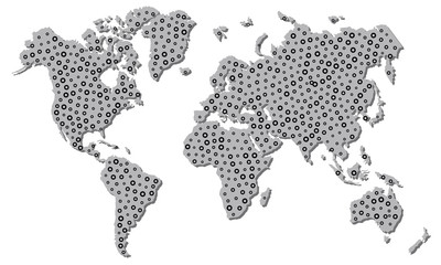 Dotted World Map. Retro Vector Illustration. Vintage Style. Geolocation and Traveling around the World