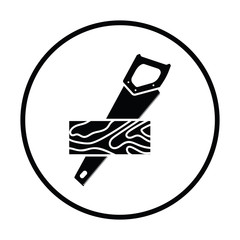 Handsaw cutting a plank icon