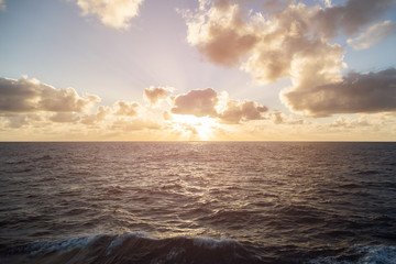 Sunset in the open sea.