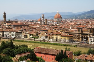 Obraz premium Panoramic view from Piazzale Michelangelo to Florence city center, Italy