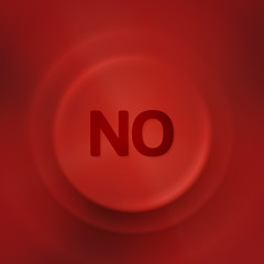 Red no button with illusion of light and shadow, vector illustration