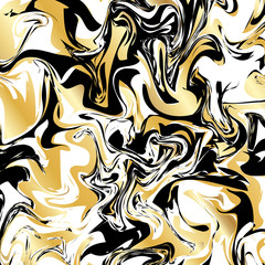 Marbling texture background. Abstract marble luxury design with golden glitter elements. Vector illustration.