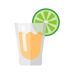 Short glass of tequila and lime