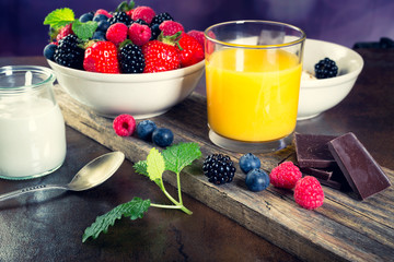 Bowl of berries. Healthy breakfast.
