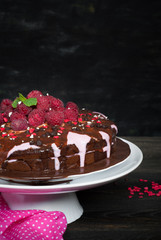 Chocolate cake with fresh berries.