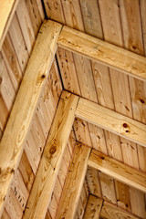 Construction a wooden roof - inside view