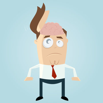funny businessman with open head