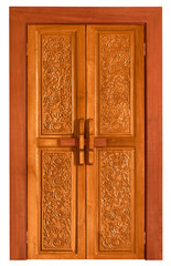 Old wooden door with carvings