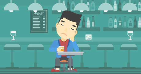 Man drinking at the bar vector illustration.