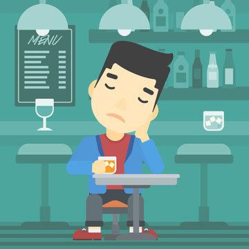 Man drinking at the bar vector illustration.