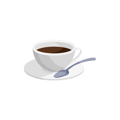 Coffee cup icon in cartoon style isolated on white background