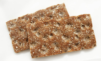Two slices of Scandinavian hard bread from Finland.