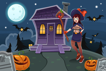 Witch Standing in Front of House