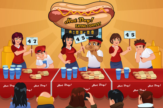 People in Hotdog Eating Contest