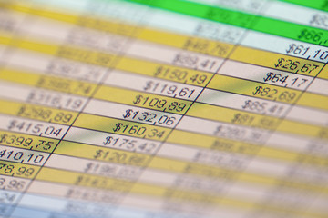Accounting information on the screen