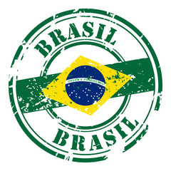 Brazil postal grunge stamp, isolated on white background, vector illustration.