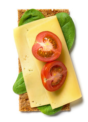 crispbread with cheese and tomato
