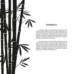 Naklejka premium Black bamboo silhouette on a white background