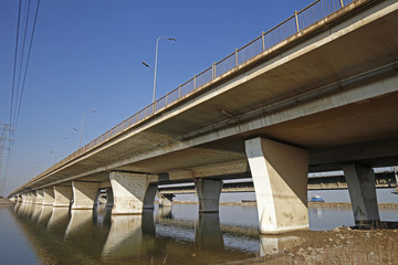 Fototapeta na wymiar Elevated concrete bridge structure