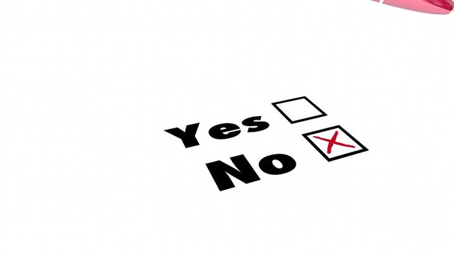 No Answer Vs Yes Negative Denial Rejection Pen Check Box 3d Animation