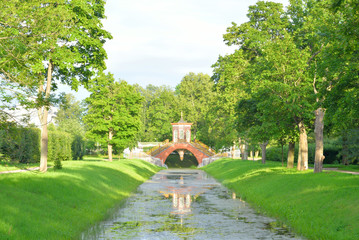 Chinese Cross Bridge and canal in Alexander Park.