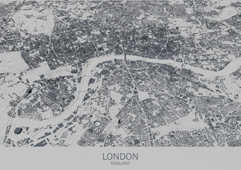 Cartina di Londra, vista satellitare, città, Inghilterra