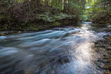 Long Exposure of the flowing river in Brandywine Falls, near Whistler, BC, Canada.