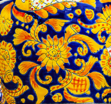 Colorful Ceramic Orange  Pot Dolores Hidalgo Mexico