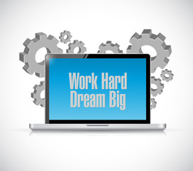 work hard dream big computer sign concept