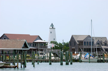 harbor and lighthouse in outer bank