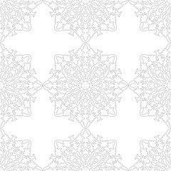 Black and white snowflake for coloring book. Seamless Christmas pattern.