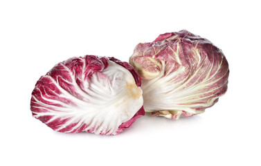 fresh red radicchio on white background