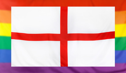 Flag of England and rainbow flag