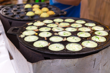 Thai traditional sweet takoyaki named mortar toasted pastry, tha
