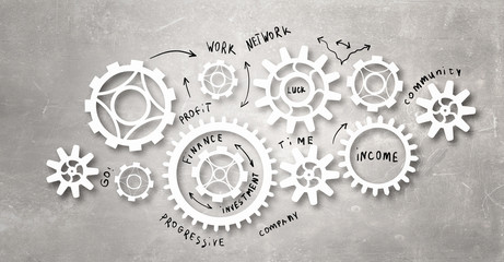 Business teamwork concept . Mixed media