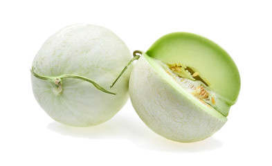 Ripe cantaloupe melon isolated on white background