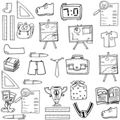 School object doodles classroom supplies