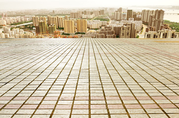 Floor tiles and urban landscape