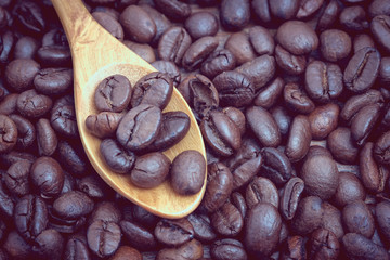 Coffee Beans with filter effect retro vintage style