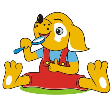 dog and spoon, cute vector illustration