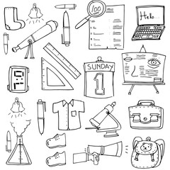 Classroom supplies doodles school education