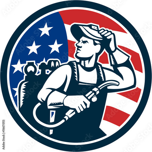Download "Welder Looking Side USA Flag Circle Retro" Stock image ...