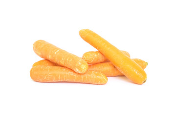 Closeup group of fresh carrot isolated on white background with clipping path without shadow