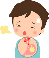 逆流性食道炎に苦しむ男性