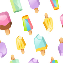 Colorful ice cream vector collection seamless pattern