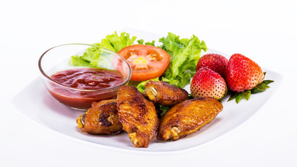 Fried chicken with fresh vegetable
