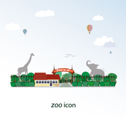 The icon of zoo. Behind the trees you could see the elephant and giraffe silhouettes

